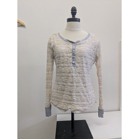 Self‎ Esteem lace Henley top size Large feminine y2k - Picture 2 of 9